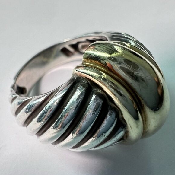 David Yurman 14k & Sterling Size 5.5 Dome Ring - Picture 3 of 6